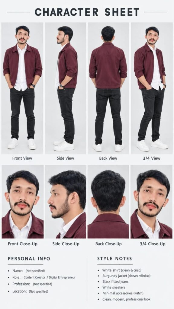AI example character sheet – fictional character – Raja School