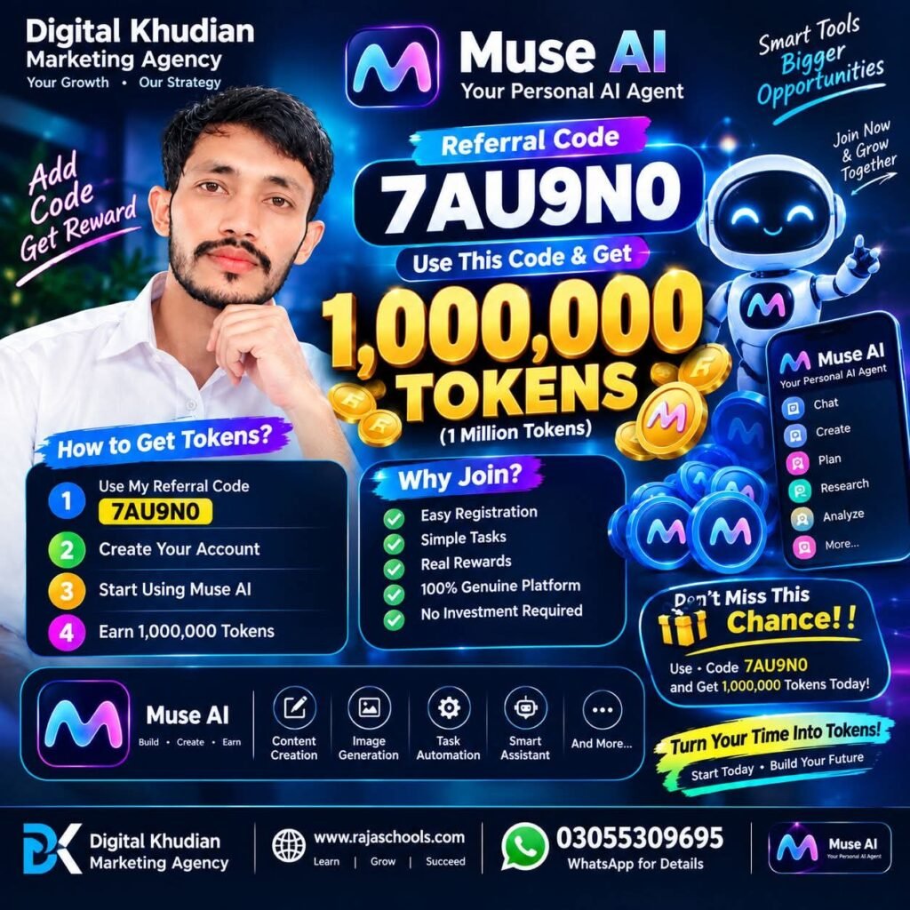 Muse AI Referral Code 7AU9N0 poster – Digital Khudian, Khudian Khas, Kasur