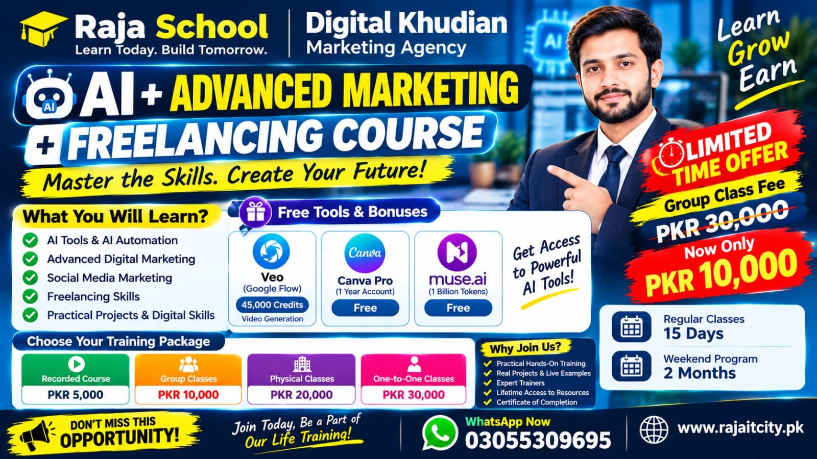 AI + Advanced Marketing + Freelancing Course — Raja School × Digital Khudian