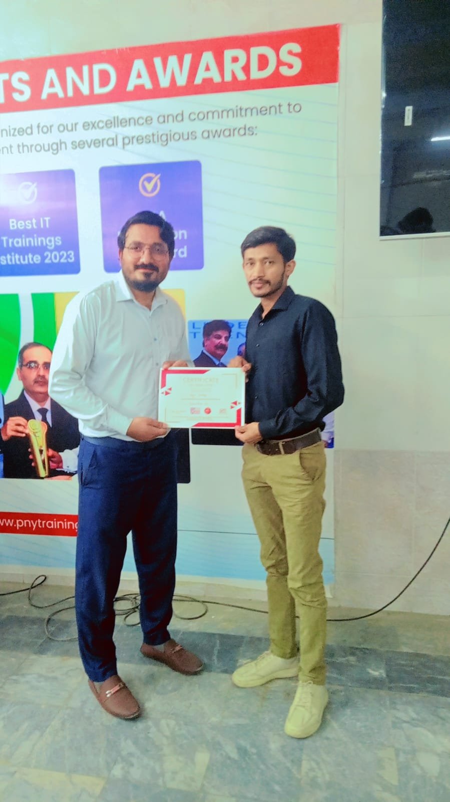 Receiving Artificial Intelligence Certificate — NeXskill, Karim Tower, Lahore
